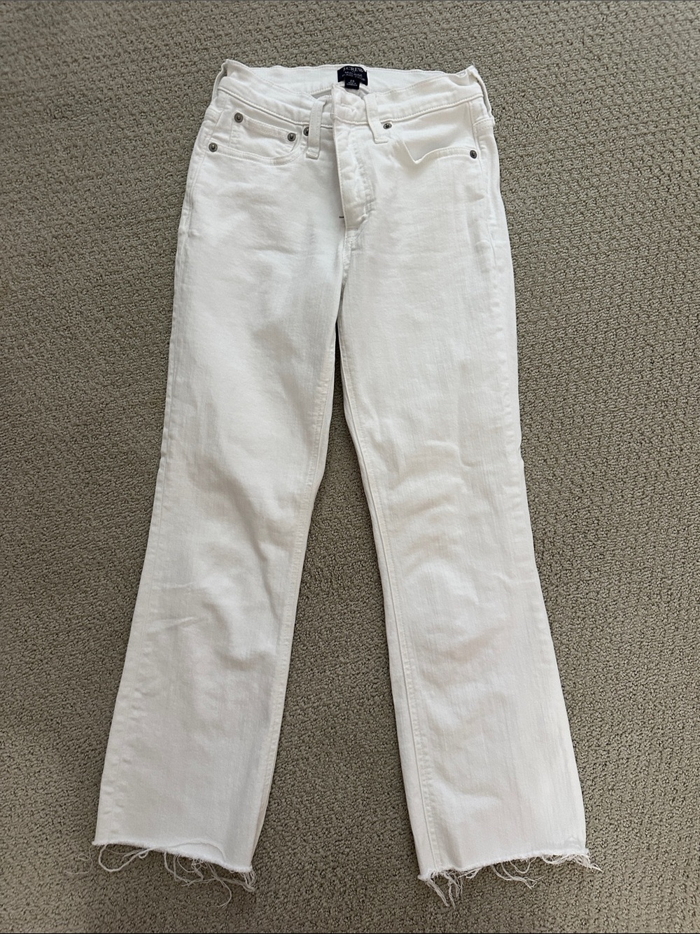 Jcrew Women’s White Mid Rise Flare Crop Jeans